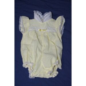 Vintage 80s Hasbro Real Baby Doll Bubble Romper Yellow Seersucker Replacement